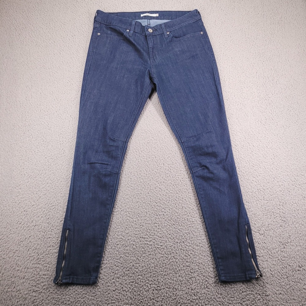LEVIS 711 Jeans Size 30 Skinny Zip Hem Low Rise Dark Wash Denim 30x27